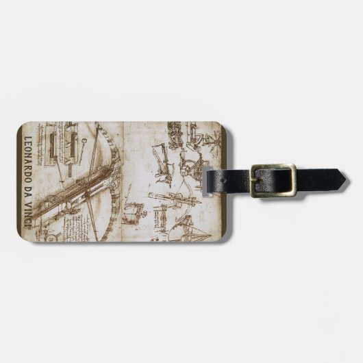 Leonardo da Vincis Giant Crossbow Weapon Sketch Gepäckanhänger (Vorderseite horizontal)