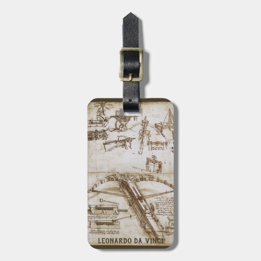 Leonardo da Vincis Giant Crossbow Weapon Sketch Gepäckanhänger (Vorderseite vertikal)