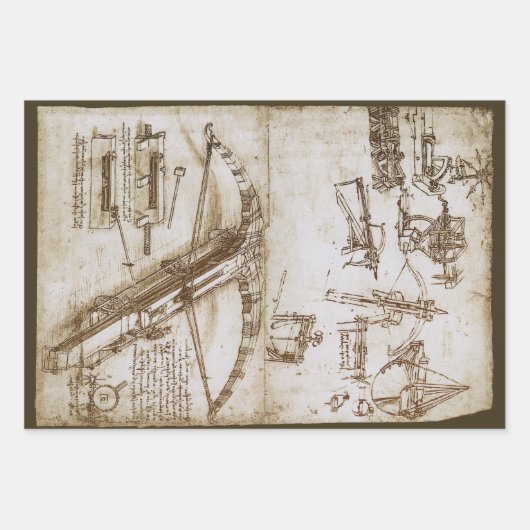 Leonardo da Vincis Giant Crossbow Weapon Sketch Geschenkpapier Set (Vorderseite 2)