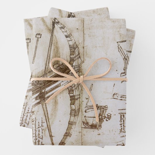 Leonardo da Vincis Giant Crossbow Weapon Sketch Geschenkpapier Set (Beispiel)