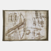 Leonardo da Vincis Giant Crossbow Weapon Sketch Geschirrtuch (Horizontal)
