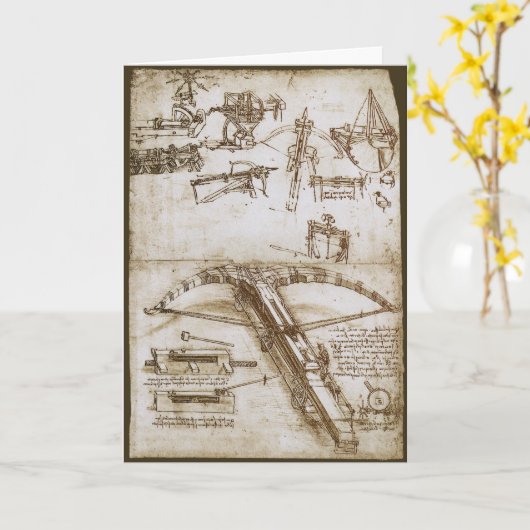 Leonardo da Vincis Giant Crossbow Weapon Sketch Karte (Gelbe Blume)