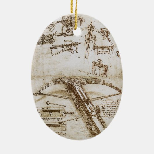 Leonardo da Vincis Giant Crossbow Weapon Sketch Keramik Ornament (Hinten)