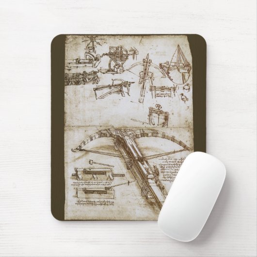 Leonardo da Vincis Giant Crossbow Weapon Sketch Mousepad (Mit Mouse)