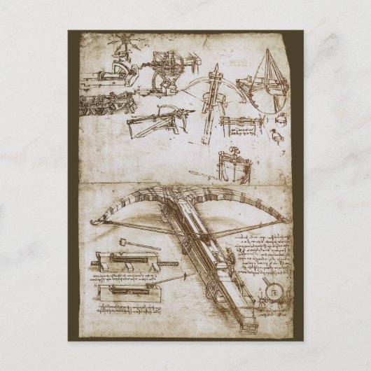 Leonardo da Vincis Giant Crossbow Weapon Sketch Postkarte (Vorderseite)