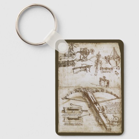 Leonardo da Vincis Giant Crossbow Weapon Sketch Schlüsselanhänger (Vorderseite)