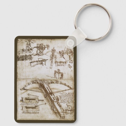 Leonardo da Vincis Giant Crossbow Weapon Sketch Schlüsselanhänger (Rückseite)