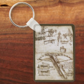 Leonardo da Vincis Giant Crossbow Weapon Sketch Schlüsselanhänger (Vorderseite)