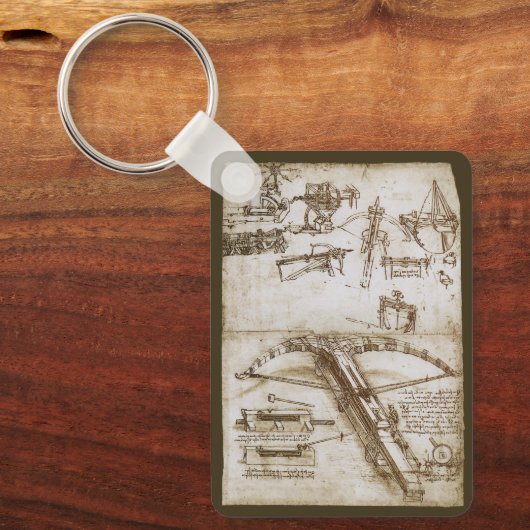 Leonardo da Vincis Giant Crossbow Weapon Sketch Schlüsselanhänger (Vorderseite)