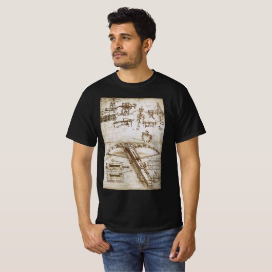 Leonardo da Vincis Giant Crossbow Weapon Sketch T-Shirt (Vorne ganz)