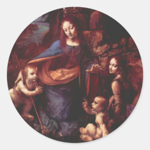 Leonardo da Vincis Jungfrau (Madonna) der Felsen Runder Aufkleber