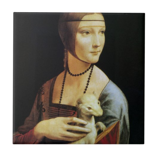 Leonardo da Vinci's Lady mit Ermine Fliese (Vorderseite)