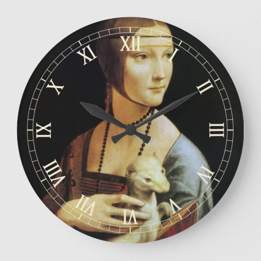 Leonardo da Vinci's Lady mit Ermine Große Wanduhr (Vorderseite)