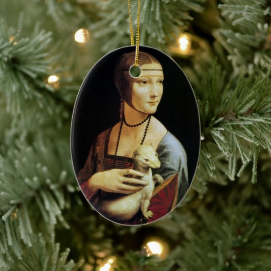 Leonardo da Vinci's Lady mit Ermine Keramik Ornament (Baum)
