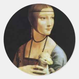 Leonardo da Vinci's Lady mit Ermine Runder Aufkleber