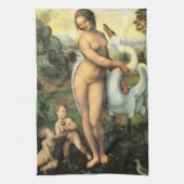 Leonardo da Vincis Leda und der Schwan Geschirrtuch (Vertikal)