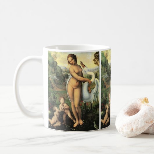 Leonardo da Vincis Leda und der Schwan Kaffeetasse (Mit Donut)