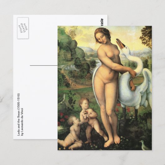 Leonardo da Vincis Leda und der Schwan Postkarte (Vorne/Hinten)