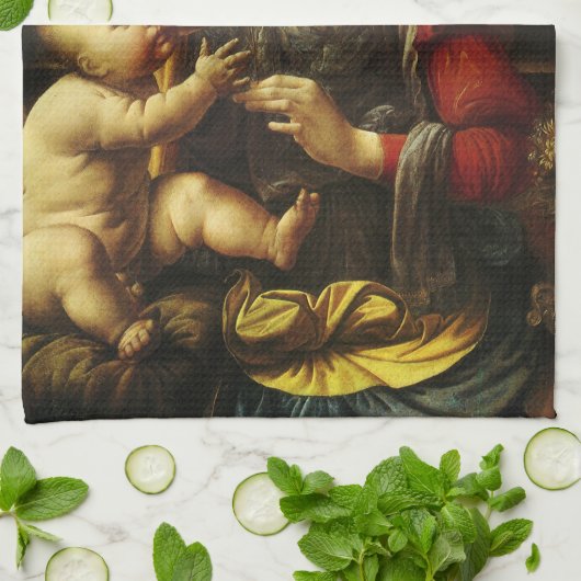 Leonardo da Vincis Madonna mit der Narbe Geschirrtuch (Gefaltet)