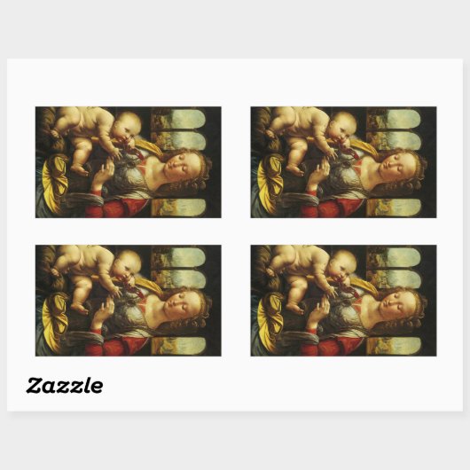 Leonardo da Vincis Madonna mit der Narbe Rechteckiger Aufkleber (Blatt)