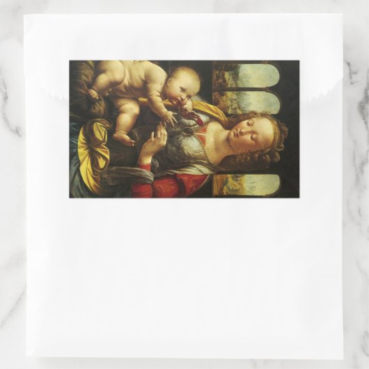 Leonardo da Vincis Madonna mit der Narbe Rechteckiger Aufkleber (Tasche)