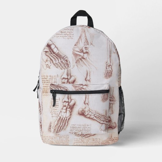 Leonardo da Vincis menschliche Anatomie Bedruckter Rucksack (Vorderseite)