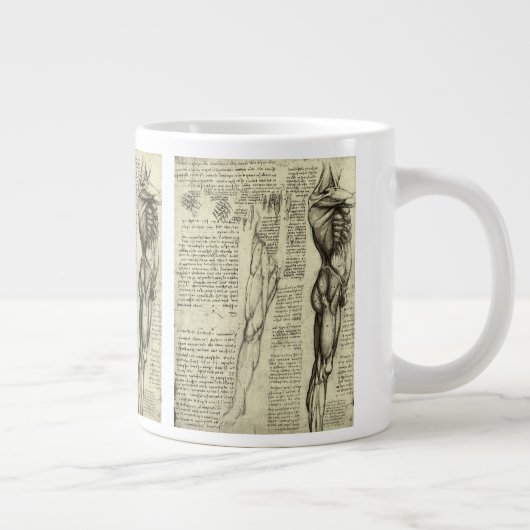 Leonardo da Vincis menschliche Anatomie männliche Jumbo-Tasse (Rechts)
