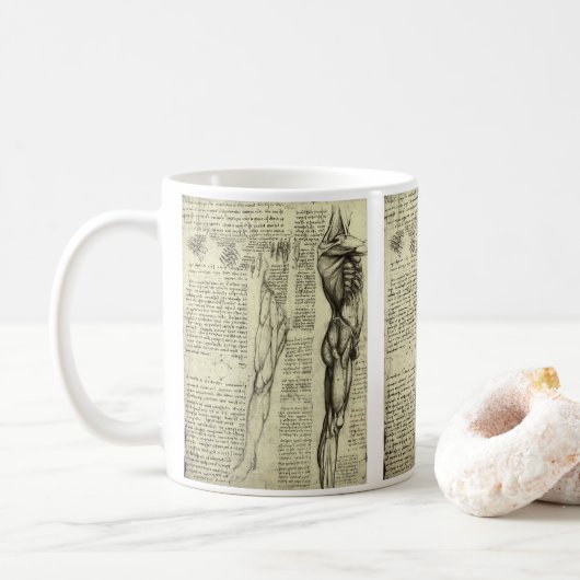 Leonardo da Vincis menschliche Anatomie männliche Kaffeetasse (Mit Donut)