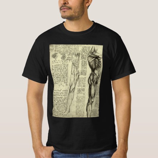 Leonardo da Vincis menschliche Anatomie männliche  T-Shirt (Vorderseite)