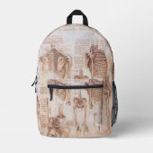 Leonardo da Vincis menschliche Anatomie Skelettkno Bedruckter Rucksack (Vorderseite)