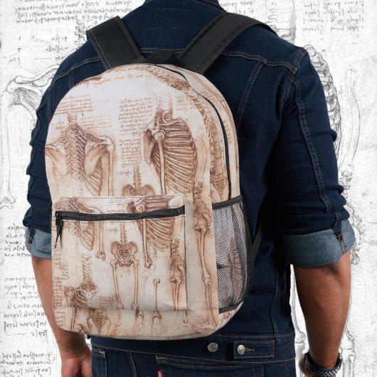 Leonardo da Vincis menschliche Anatomie Skelettkno Bedruckter Rucksack