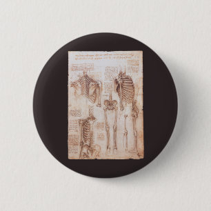 Leonardo da Vincis menschliche Anatomie Skelettkno Button