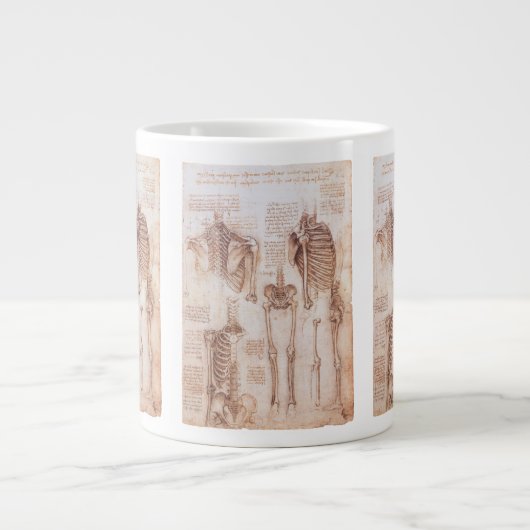 Leonardo da Vincis menschliche Anatomie Skelettkno Jumbo-Tasse (Vorderseite)