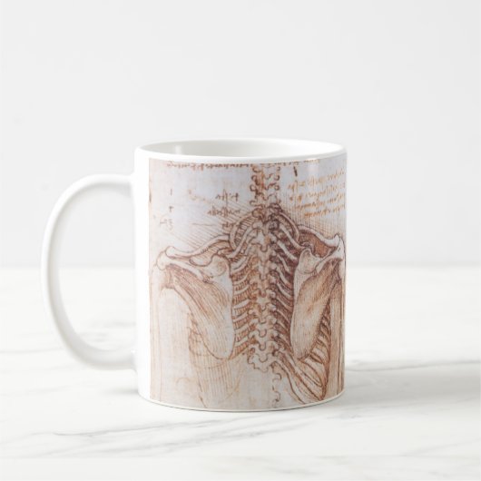 Leonardo da Vincis menschliche Anatomie Skelettkno Kaffeetasse (Links)