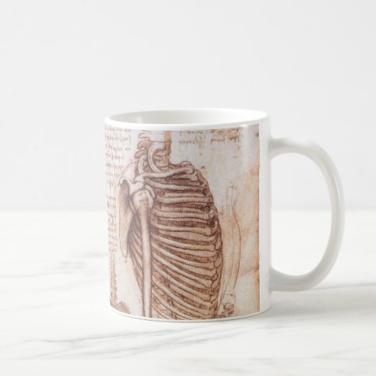 Leonardo da Vincis menschliche Anatomie Skelettkno Kaffeetasse (Rechts)