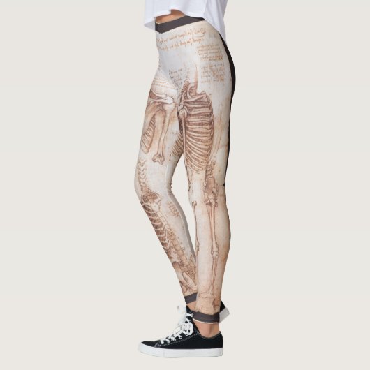 Leonardo da Vincis menschliche Anatomie Skelettkno Leggings (Links)