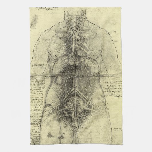 Leonardo da Vincis menschliche Anatomie, weibliche Geschirrtuch (Vertikal)