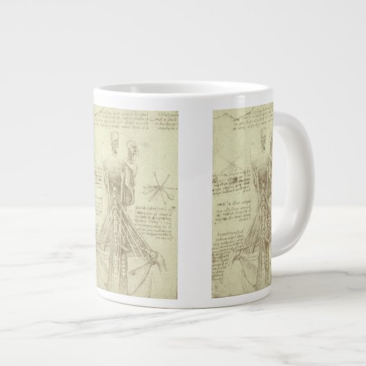 Leonardo da Vincis menschliche Anatomie-Wirbelsäul Jumbo-Tasse (Vorderseite Rechts)