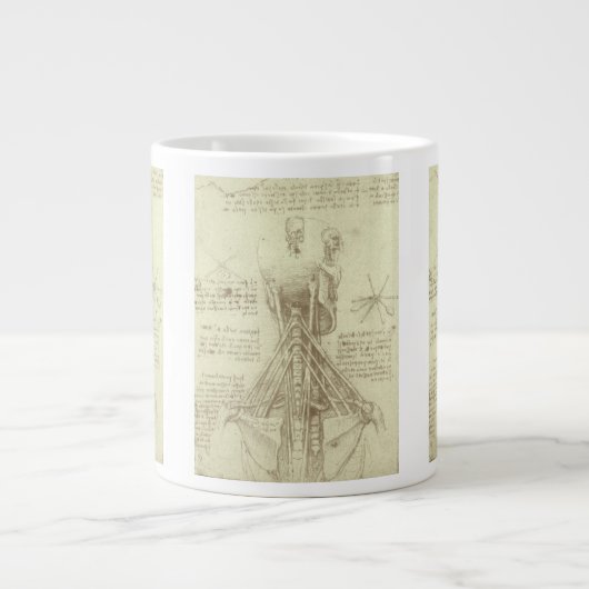 Leonardo da Vincis menschliche Anatomie-Wirbelsäul Jumbo-Tasse (Vorderseite)