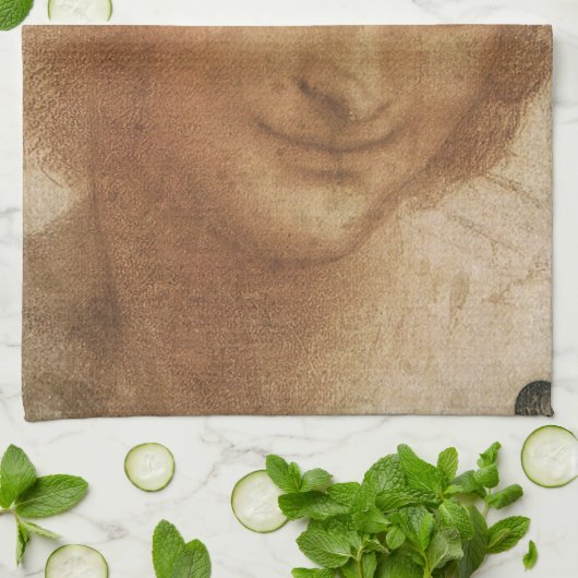 Leonardo da Vincis Portrait der Saint-Anne-Studie Geschirrtuch (Gefaltet)