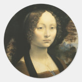 Leonardo da Vinci's Portrait of Ginevra Benci Runder Aufkleber (Vorderseite)