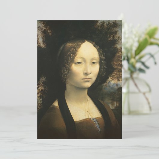 Leonardo da Vincis Portrait von Ginevra Benci Einladung (Stehend Vorderseite)