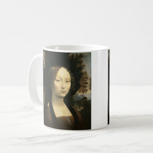 Leonardo da Vincis Portrait von Ginevra Benci Kaffeetasse (Vorderseite Links)