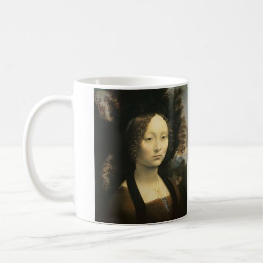 Leonardo da Vincis Portrait von Ginevra Benci Kaffeetasse (Links)