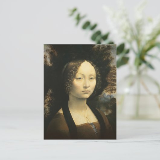 Leonardo da Vincis Portrait von Ginevra Benci Postkarte (Stehend Vorderseite)