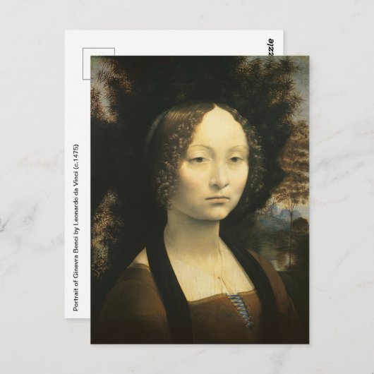 Leonardo da Vincis Portrait von Ginevra Benci Postkarte (Vorne/Hinten)
