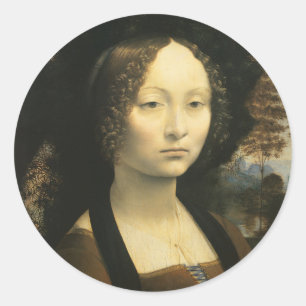 Leonardo da Vincis Porträt der Ginevra Benci Runder Aufkleber