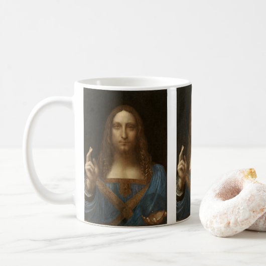 Leonardo da Vincis Salvator Mundi (Jesus Christus) Kaffeetasse (Mit Donut)