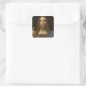 Leonardo da Vincis Salvator Mundi (Jesus Christus) Quadratischer Aufkleber (Tasche)