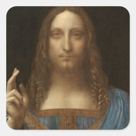 Leonardo da Vincis Salvator Mundi (Jesus Christus) Quadratischer Aufkleber (Vorderseite)